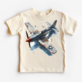 Retro US Military Fighter Jet  Shirt -  Watercolor Airplane Tee