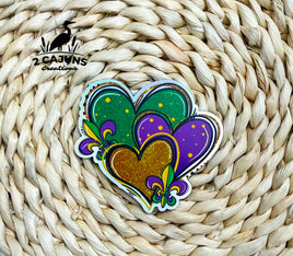 Mardi Gras Hearts Holographic UV Printed Hat Patch