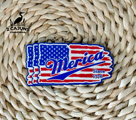 Merica on Flag UV Printed Leatherette Hat Patch