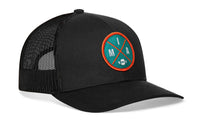Miami Trucker Hat  |  Black MIA X Football Snapback