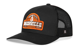 Nashville Music City Trucker Hat  |  Black Cityscape Snapback