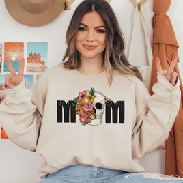Mom Flowers & Skeleton Head Ready To Press DTF Transfers, DTF Hot Peel