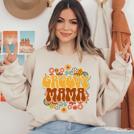 Groovy Mama Flowers Ready To Press DTF Transfers, DTF Hot Peel