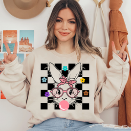 Cartoon Easter Bunny Black Ready To Press DTF Transfers, DTF Hot Peel