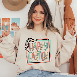 Happy Easter Leopard Ready To Press DTF Transfers, DTF Hot Peel