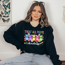 Treat All Peeps With Kindness Bunny White Ready To Press DTF Transfers, DTF Hot Peel