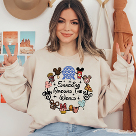 Snacking Around The World Black Ready To Press DTF Transfers, DTF Hot Peel