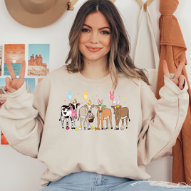 Cows Happy Easter Day Ready To Press DTF Transfers, DTF Hot Peel