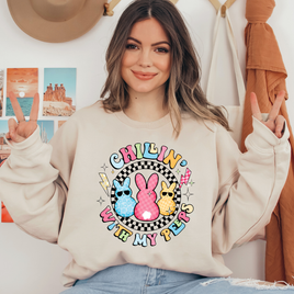 Chillin' With My Peeps Bunny Ready To Press DTF Transfers, DTF Hot Peel