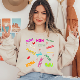 Mom, Mama, Mater Colorful Text Ready To Press DTF Transfers, DTF Hot Peel