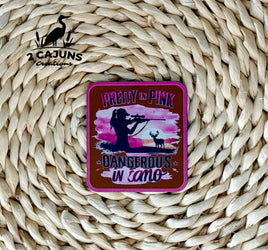 Pretty in Pink Dangerous in Camo UV Printed Leatherette Hat Patch