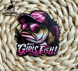Reel Girls Fish UV Printed Leatherette Hat Patch