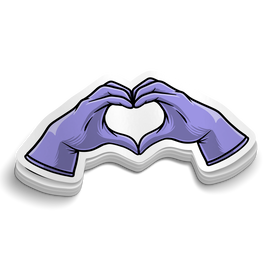 Caitlin Inspired Medical Glove Heart-Hands Sticker