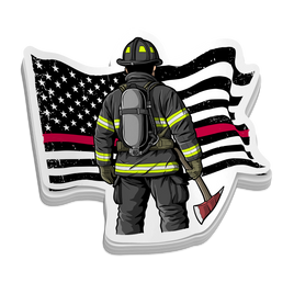 Firefighter Redline Flag - Patriotic Firefighter Stickers