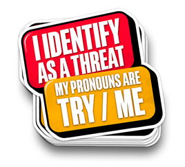 My Pronouns are Try Me - Funny Tumbler Stickers