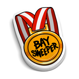 Bay Sweeper Medalist - Funny Firefighter Stickers