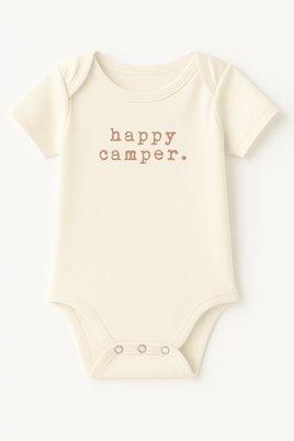 Happy Camper Clay Organic Cotton Baby Bodysuit Short Sleeve