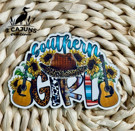 Southern Girl Sunflowers and Guitars UV Printed Leatherette Hat Patch