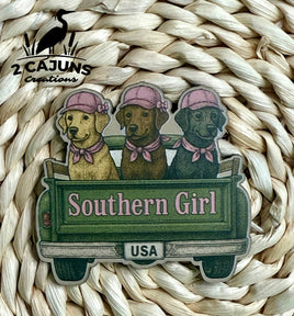 Southern Girl Vintage Look Labs in Truck UV Printed Leatherette Hat Patch