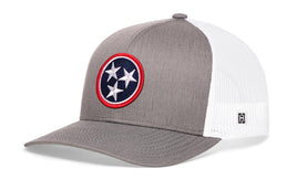 Tennessee Flag Trucker Hat  |  Gray-White TN Snapback