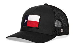 Texas Flag Trucker Hat  |  Black TX Snapback