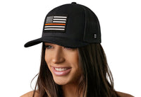 Thin Orange Line Trucker Hat  |  Black Rescue Snapback