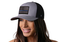 Thin Blue Line Trucker Hat  |  Gray-Black Police Tactical Snapback