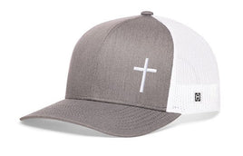 Cross Trucker Hat  |  Gray-White Cross Snapback