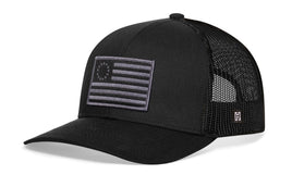 Betsy Ross Flag Trucker Hat  |  Black USA Snapback