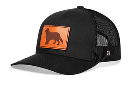 Golden Retriever Trucker Hat Leather  |  Black Dog Snapback