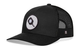 Pickleball Trucker Hat  |  Black Ball And Paddle Snapback