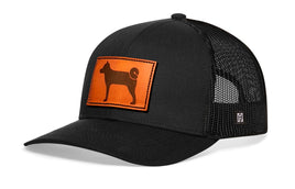 Shiba Inu Trucker Hat Leather  |  Black Dog Snapback