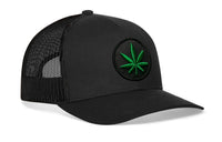 Weed Trucker Hat  |  Black Marijuana Snapback