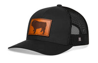English Bulldog Trucker Hat Leather  |  Black Dog Snapback