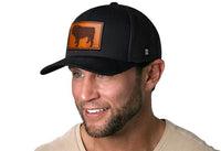 English Bulldog Trucker Hat Leather  |  Black Dog Snapback