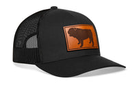 English Bulldog Trucker Hat Leather  |  Black Dog Snapback