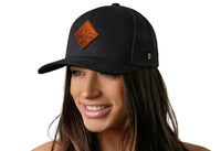 Campfire Trucker Hat Leather  |  Black Outdoors Snapback