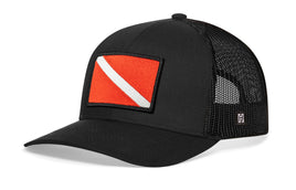Dive Flag Trucker Hat  |  Black Scuba Diving Snapback