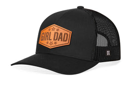 Girl Dad Leather Trucker Hat  |  Black  Snapback
