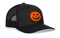 Jack-O-Lantern Trucker Hat Trucker Hat  |  Black Pumpkin Snapback