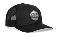 Circle Mountain and Trees Trucker Hat  |  Black Outdoors Snapback