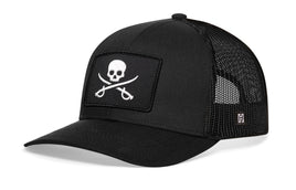 Pirate Flag Trucker Hat  |  Black Jolly Roger Flag Snapback