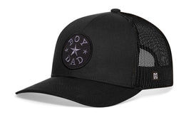 Boy Dad Trucker Leather Hat  |  Black Snapback