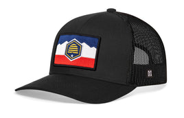 Utah Flag Trucker Hat  |  Black Utah Flag Snapback