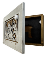 Decorative White Wolf Gun Cabinet Wall-Mounted & Lockable – Weapon Safe for Protective Gun Keeping & Household Defense Equipment
