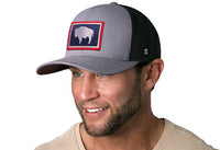 Wyoming Flag Trucker Hat  |  Gray-Black WY Snapback
