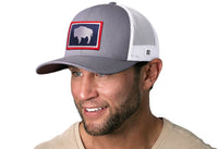 Wyoming Flag Trucker Hat  |  Gray-White WY Snapback