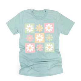 3x3 Checker Board Flowers - Unisex Tee