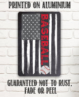 American Flag - Baseball - Metal Sign
