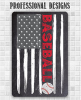 American Flag - Baseball - Metal Sign